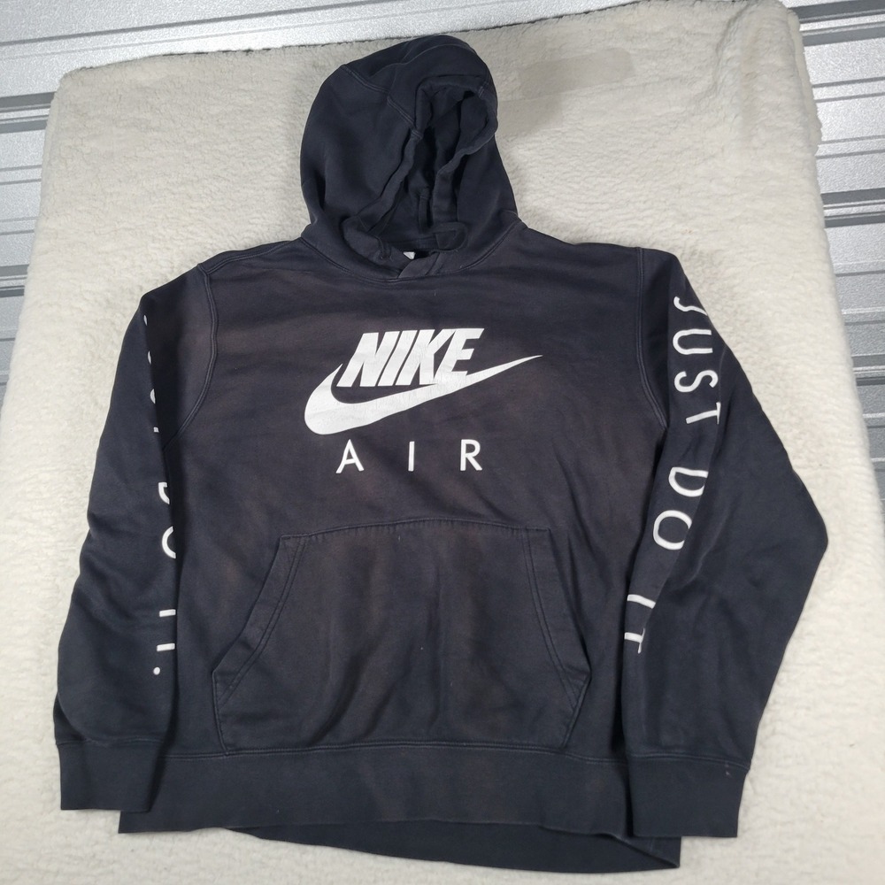 Nike Air Hoodie Mens Size L Black Just Do It Graphic Pullover Sweatshirt